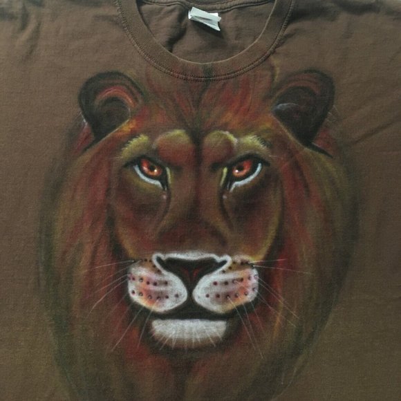 VTG 90’s LION EYE ON SURVIVAL TIGER NATURE wild sunset T-Shirt graphic - Picture 8 of 9